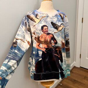 Shelfies Moosin' Trudeau Sweater Canadian Novelty Sweatshirt Sz L